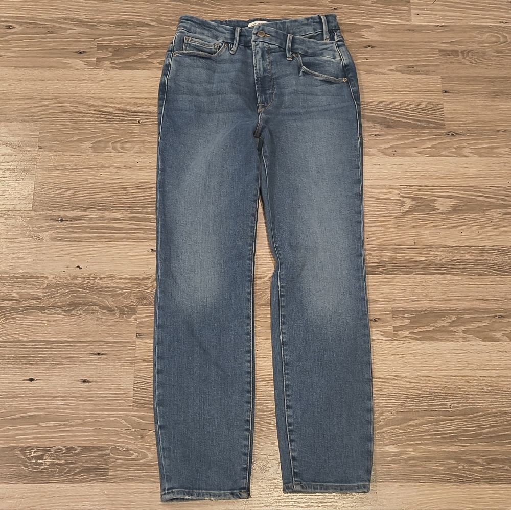 Good American Women's Classic Straight Crossover Compression Jeans